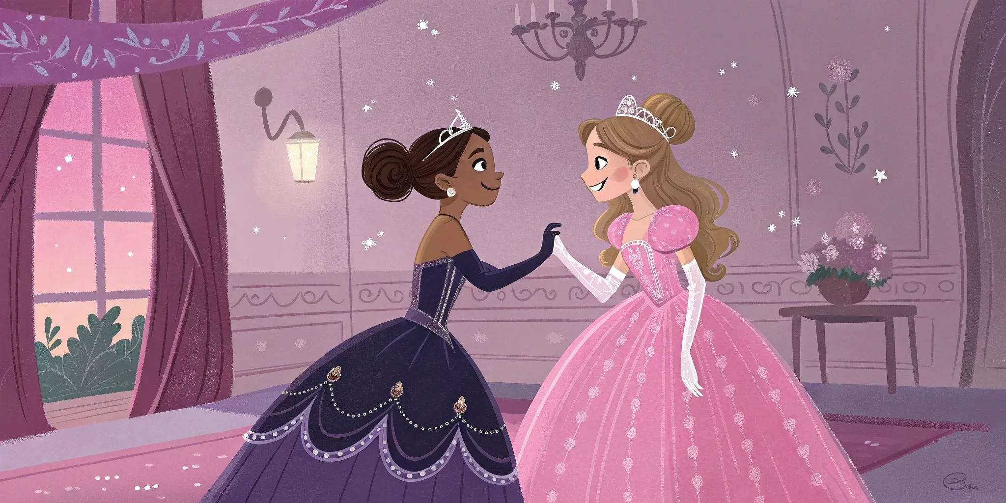 Celeste meeting Luna the wise doe in the enchanted forest