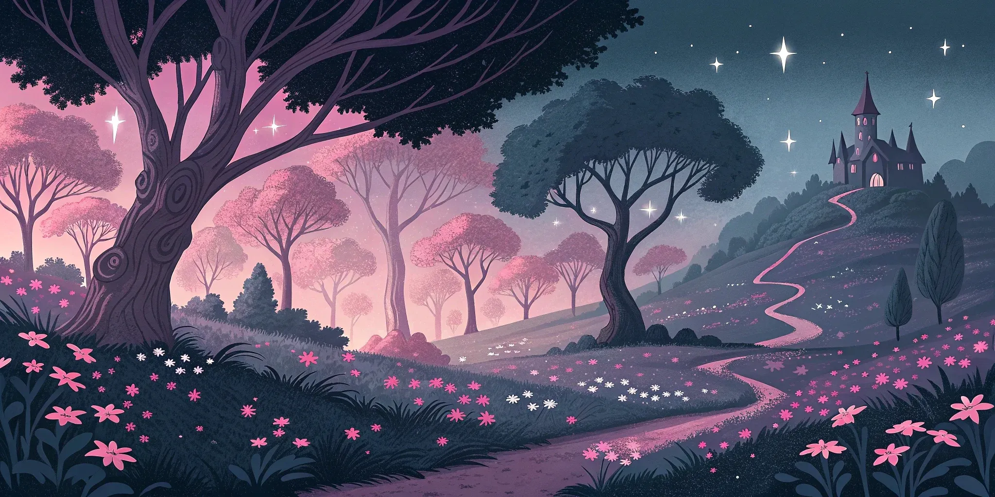 The magical realm of Lunastra with silver forests and starlit meadows